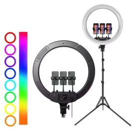 Ring Light RGB MJ-451 LED RGB avec Rotation 360° et Support Téléphone