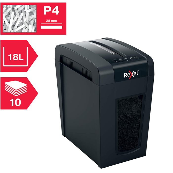 Destructeur de Documents REXEL Shredder Secure X10-SL Coupe croisée - Noir(1020127)