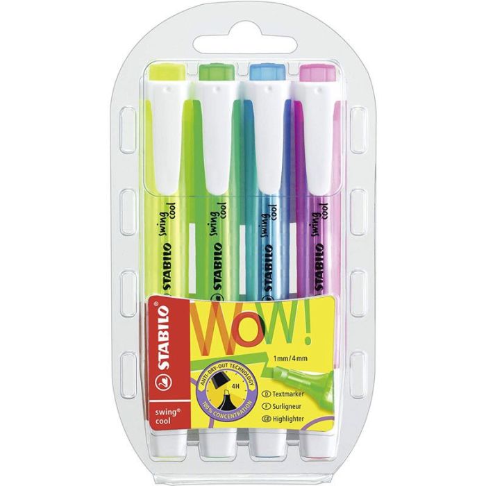Pack De 4 Surligneur STABILO Swing Cool - Couleurs Assorties (1134910)