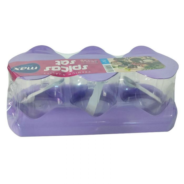 Lot De 3 Boîtes à Epices MAX PLAST Avec Support 300G - Violet