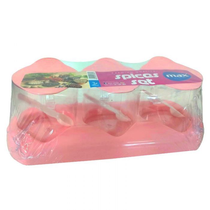 Lot De 3 Boîtes A Epices MAX PLAST Avec Support 300g - Rose (1225-PINK)