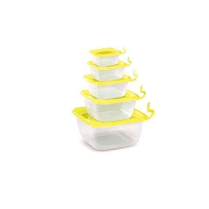 Lot De 5 Boites De Conservation Max Plast 340ml - 700ml -1500ml - 3L - 5.3L - Jaune