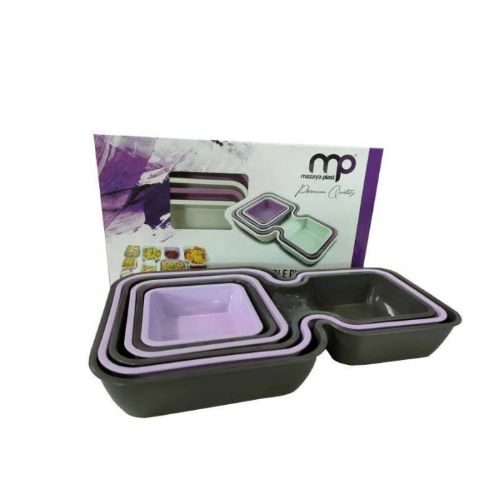 Set 6 Stackable Plater MAX PLAST - Mauve & Noir