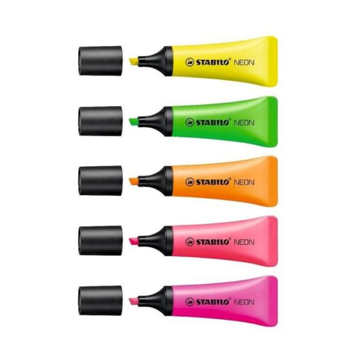 Pack de 5 Surligneurs STABILO Neon - Couleurs Assorties (1463133)