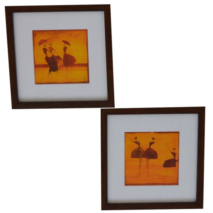 Pack de 2 Tableaux De Décoration 22 x 22 cm - Marron