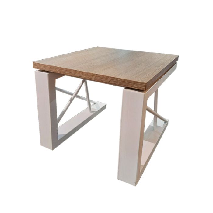 Table Basse Carré En MDF Avec Structure Métallique - Pin Blanchi