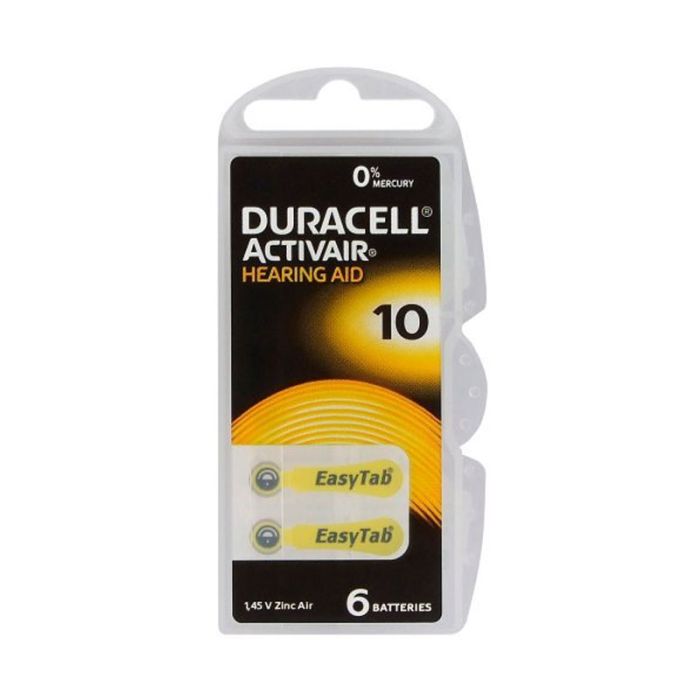 6x Piles DURACELL Hearing Aid ZA 10