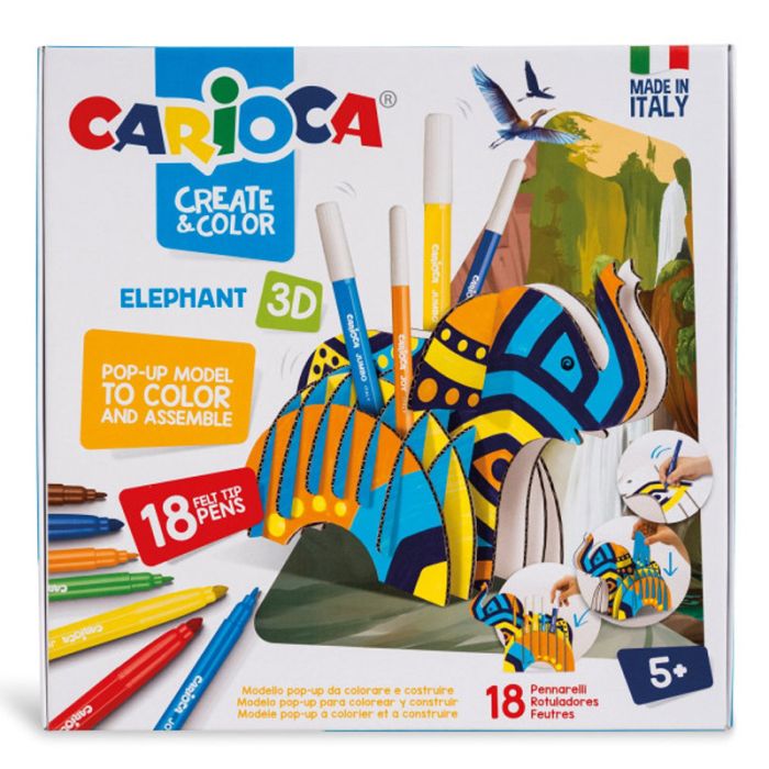 Kit  de Création et Coloriage CARIOCA CREATE & COLOR ÉLÉPHANT 3D