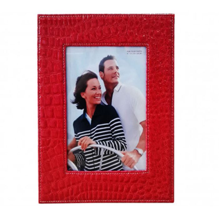 Cadre Photo 15x20 cm en cuir croco Rouge