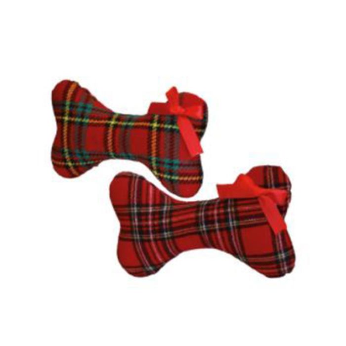 Coussin CROCI OS SCOTTISH BOWS pour chien - Rouge