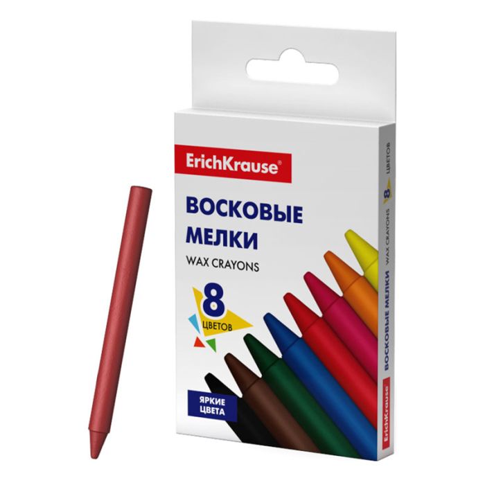 Boite De 8 Crayons De Cire ERICHKRAUSE Wax - Couleurs Assortis