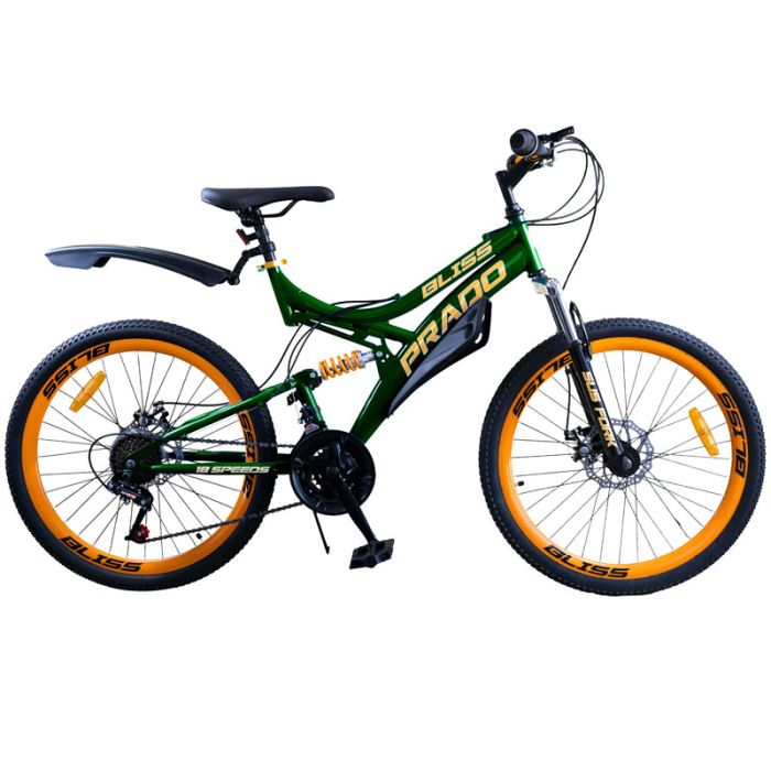 Bicyclette VTT PRADO Bliss 18 Vitesses 24' - Noir&Vert