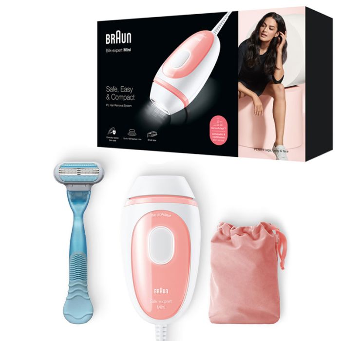 Épilateur BRAUN à Lumière Pulsée - Blanc&Rose (PL1014)