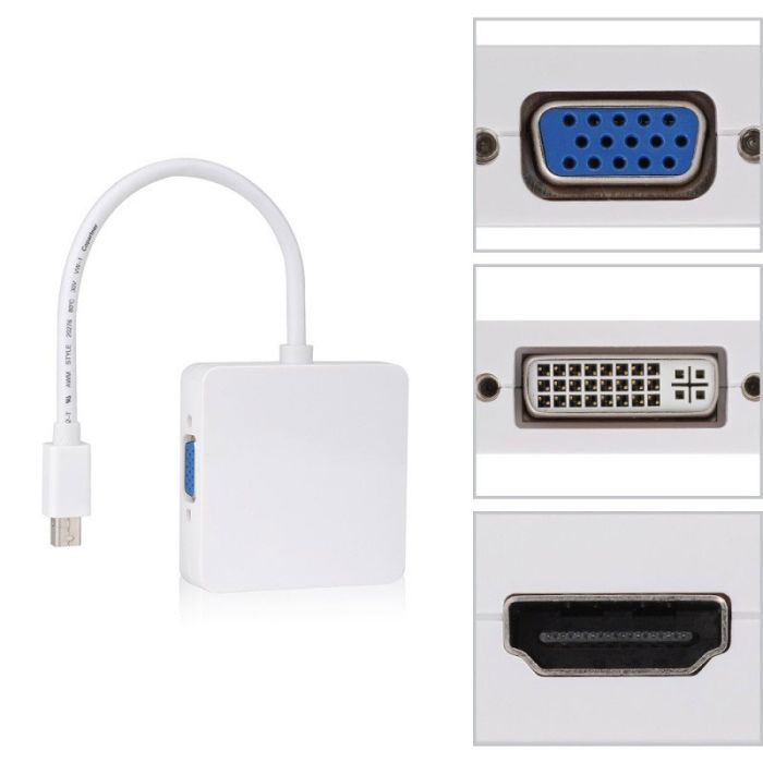 Adaptateur Mini DisplayPort Vers Dvi-i Femelle, Hdmi Femelle Et Vga Femelle