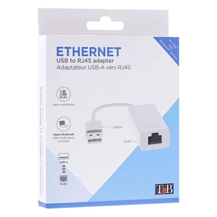 Adaptateur TNB USB 2.0 vers RJ45 - Blanc