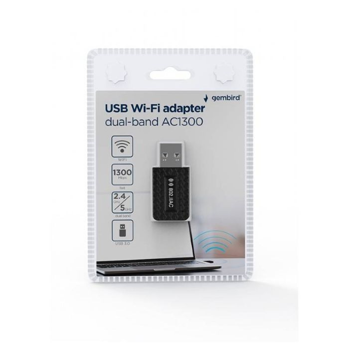 Adaptateur Wi-Fi USB GEMBRID AC1300 à double bande compact