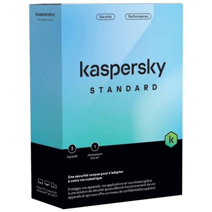 Antivirus KASPERSKY Standard Protection 3 Postes / 1an (KL10418BCFS-FFPMAG)