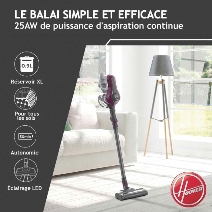 Aspirateur Balai Sans Fil HOOVER HF110P 0.9L - Violet