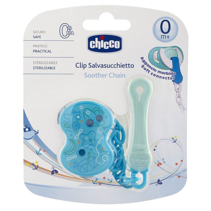 Attache Sucette CHICCO Avec Chaînette - Bleu