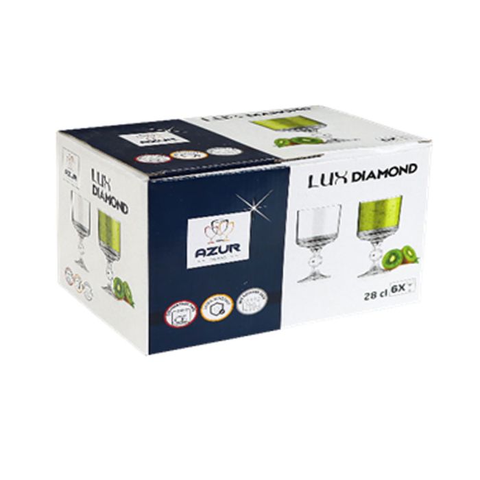 Lot De 6 Coupes AZUR GLASS Lux Diamond - 28cl