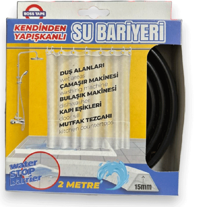 Bandes De Blocage d'eau BOSS TAPE Auto-adhésives de Douche 2 mètres - Noir 