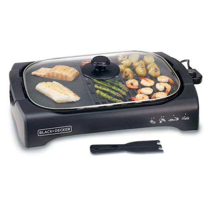 Barbecue Électrique Avec Couvercle BLACK & DECKER 2200W - Noir