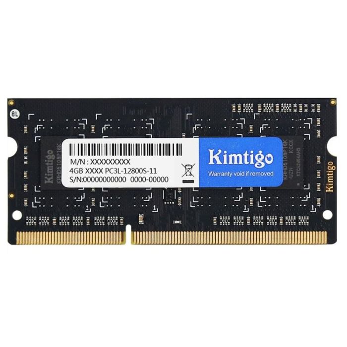 Barrette Mémoire KIMTIGO 4Go DDR3L 1600MHz Pour Pc Portable