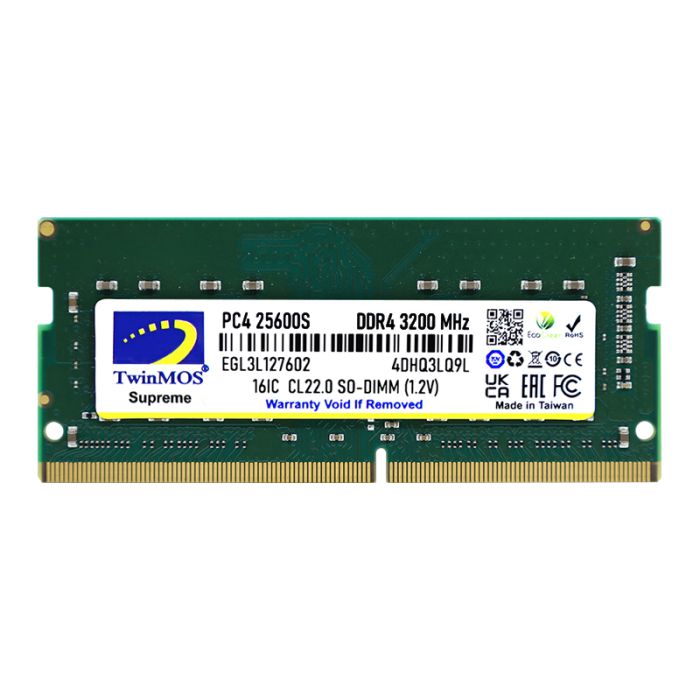 Barrette Mémoire TWINMOS 16Go DDR4 3200 Mhz Pour Pc Portable