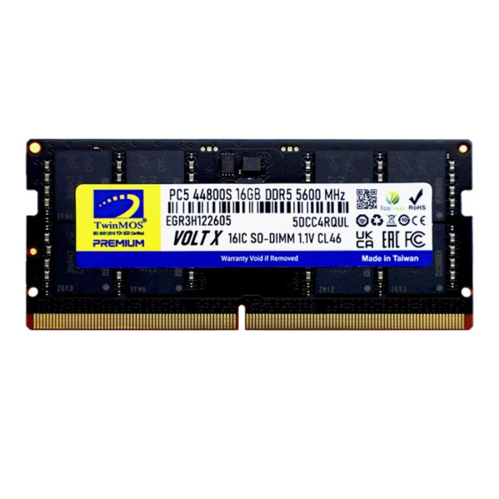 Barrette Mémoire TWINMOS 16Go DDR4 5600 Mhz Pour Pc Portable