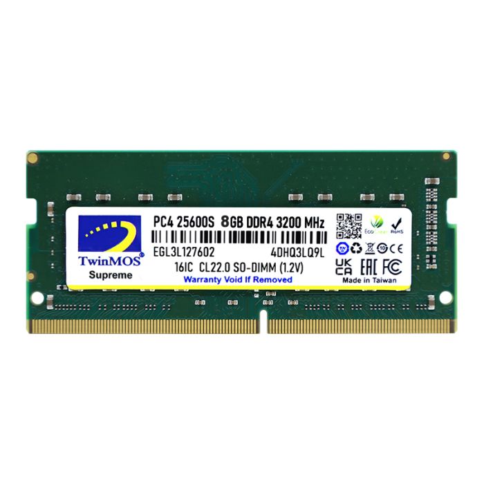 Barrette Mémoire TWINMOS 8Go DDR4 3200 Mhz Pour Pc Portable