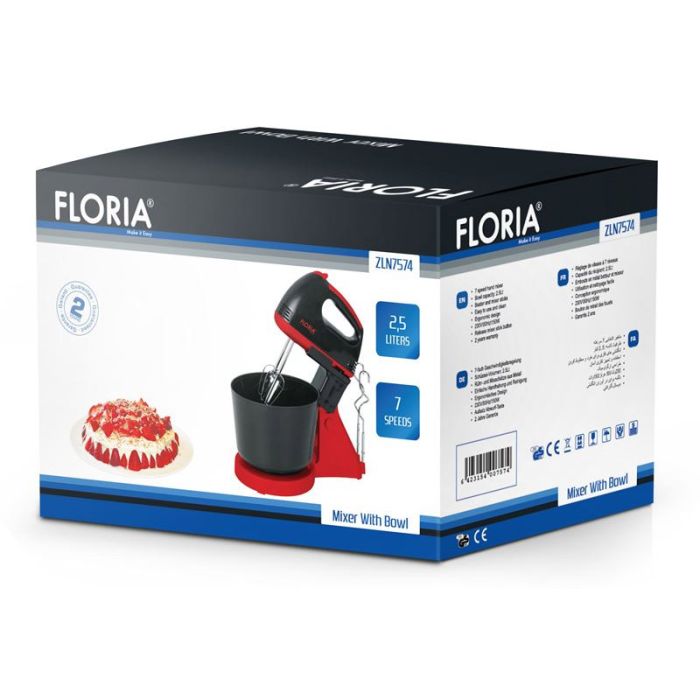 Batteur avec Bol FLORIA ZLN7574 150W - Noir