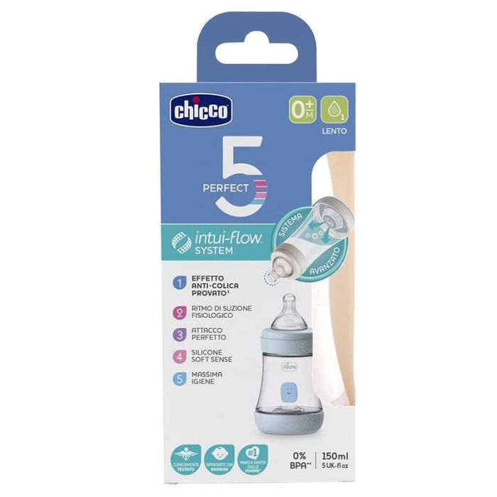 Biberon CHICCO Perfect 5 Anti-Coliques Bleu - 150ml