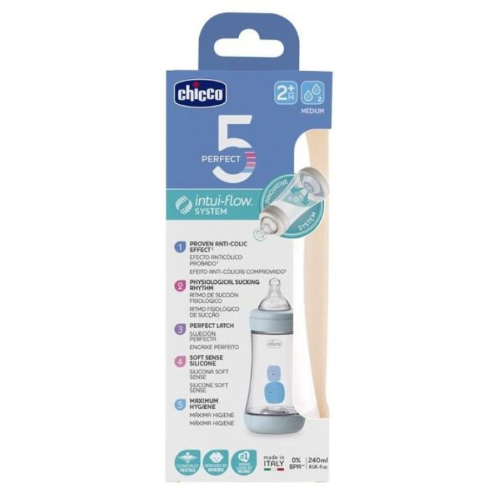 Biberon CHICCO Perfect 5 Anti-Coliques Bleu - 240ml