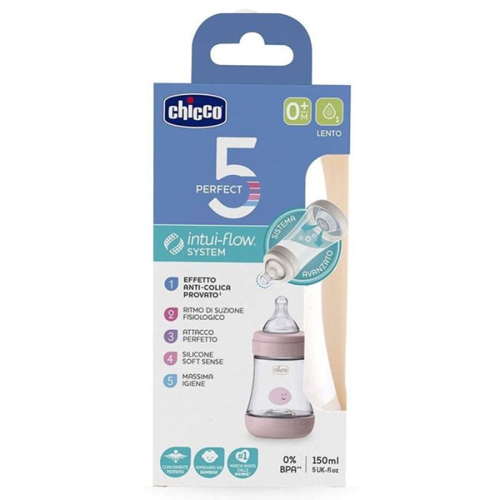 Biberon CHICCO Perfect 5 Anti-Coliques Rose - 150ml