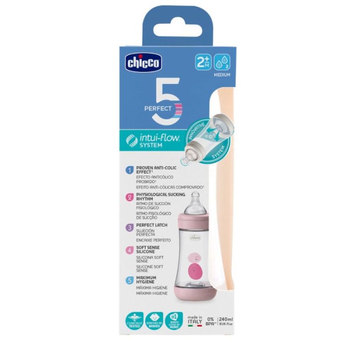 Biberon CHICCO Perfect 5 Anti-Coliques Rose - 240ml