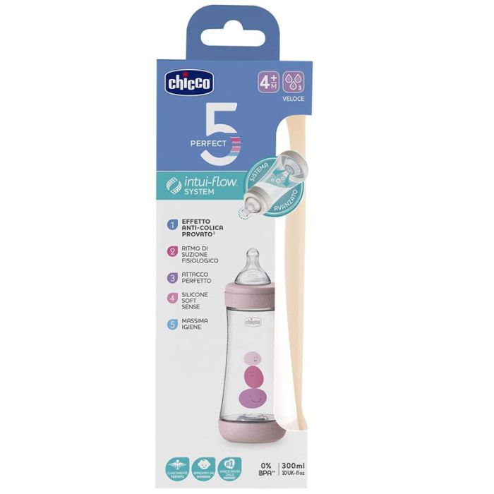 Biberon CHICCO Perfect 5 Anti-Coliques Rose - 300ml