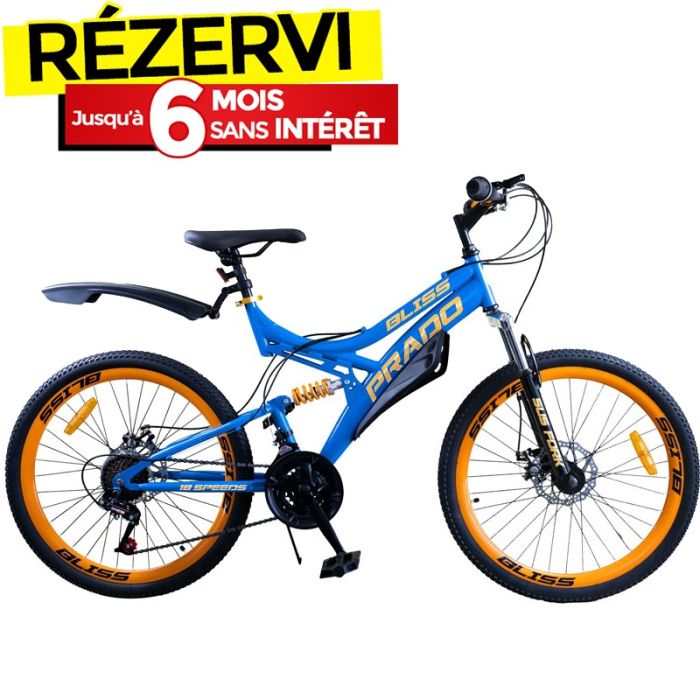 Bicyclette VTT PRADO Bliss 18 Vitesses 24  - Noir&Bleu