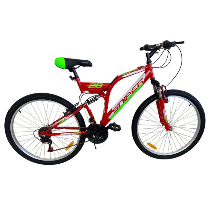 Bicyclette VTT PRADO Sniper 18 Vitesse 26'' Cadre D New - Rouge