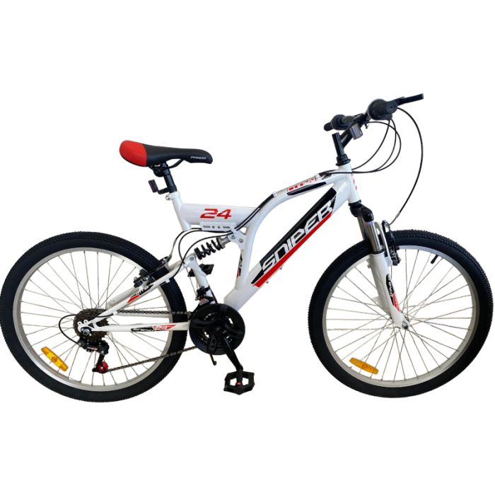 Bicyclette VTT PRADO Sniper Cadre D New 18 Vitesse 24'' - Blanc