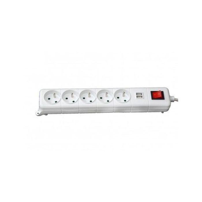 Bloc Multiprise SOMEF 5 Modules Avec Interrupteur + USB 1.4 M - Blanc 