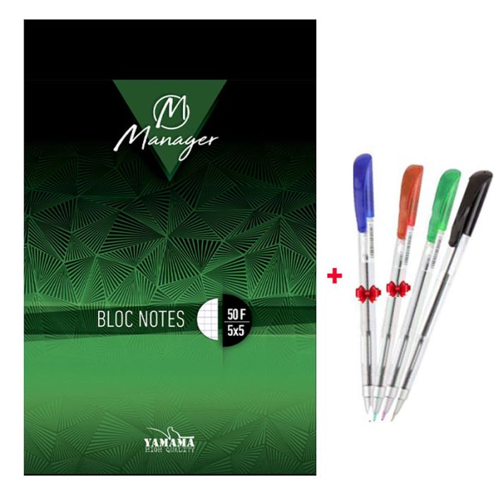 Bloc Note YAMAMA Manager GM A4 50 feuilles 5/5 80g 