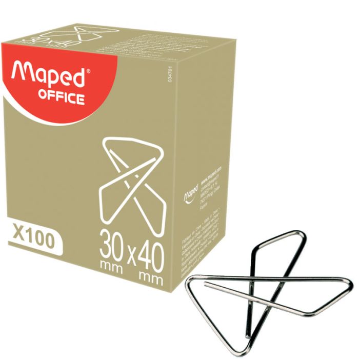 Boîte De 100 Attache Croises MAPED Nickel 30X40 mm