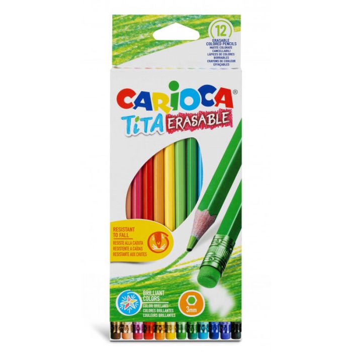 Boîte de 12 Crayons de couleur CARIOCA TITA effaçables