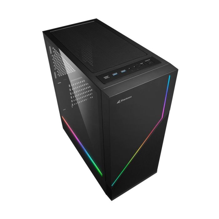 Boîtier Gamer SHARKOON FLOW RGB Moyen Tour - Noir