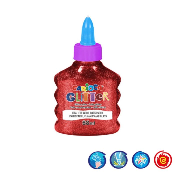 Bouteille colle Glitter CARIOCA 88ml Rouge 