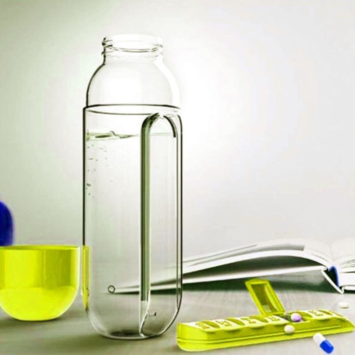 Bouteille D'Eau Avec Boîte à Médicaments 2en1 600ml - Jaune