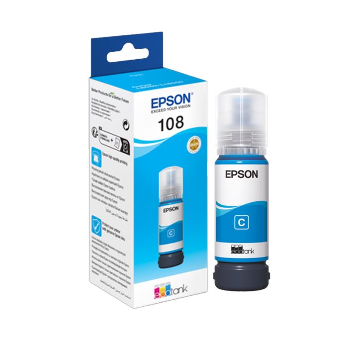 Bouteille D'encre Original EPSON ECOTANK 108 - Cyan(C13T09C24A)