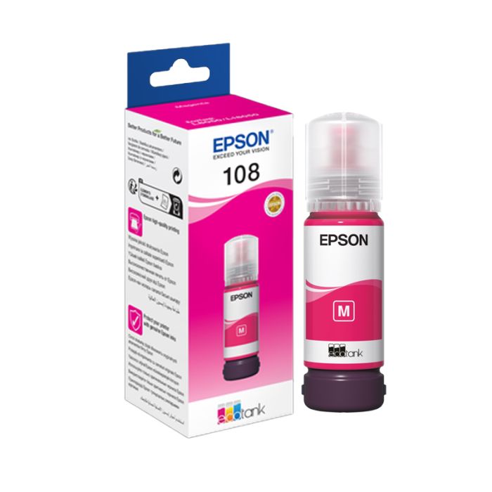 Bouteille D'encre Original EPSON ECOTANK 108 - Magenta(C13T09C14A)