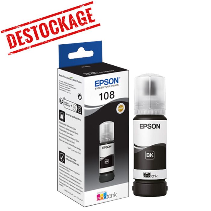 Bouteille D'encre Original EPSON ECOTANK 108 - Noir(C13T09C14A)