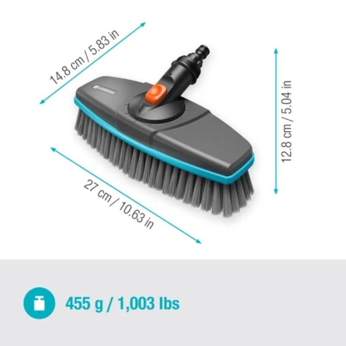Brosse De Lavage à Main Souple Gardena Cleansystem S - Brosse Plate Avec Raccord Tuyau Pour Nettoyage Délicat Et Zones Étroit